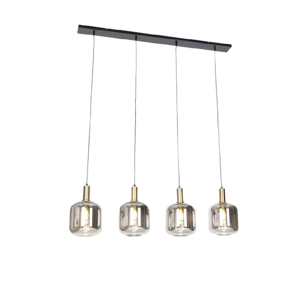 Suspension Luminaire en Verre avec Quatre Câbles - Design Moderne et Élégant