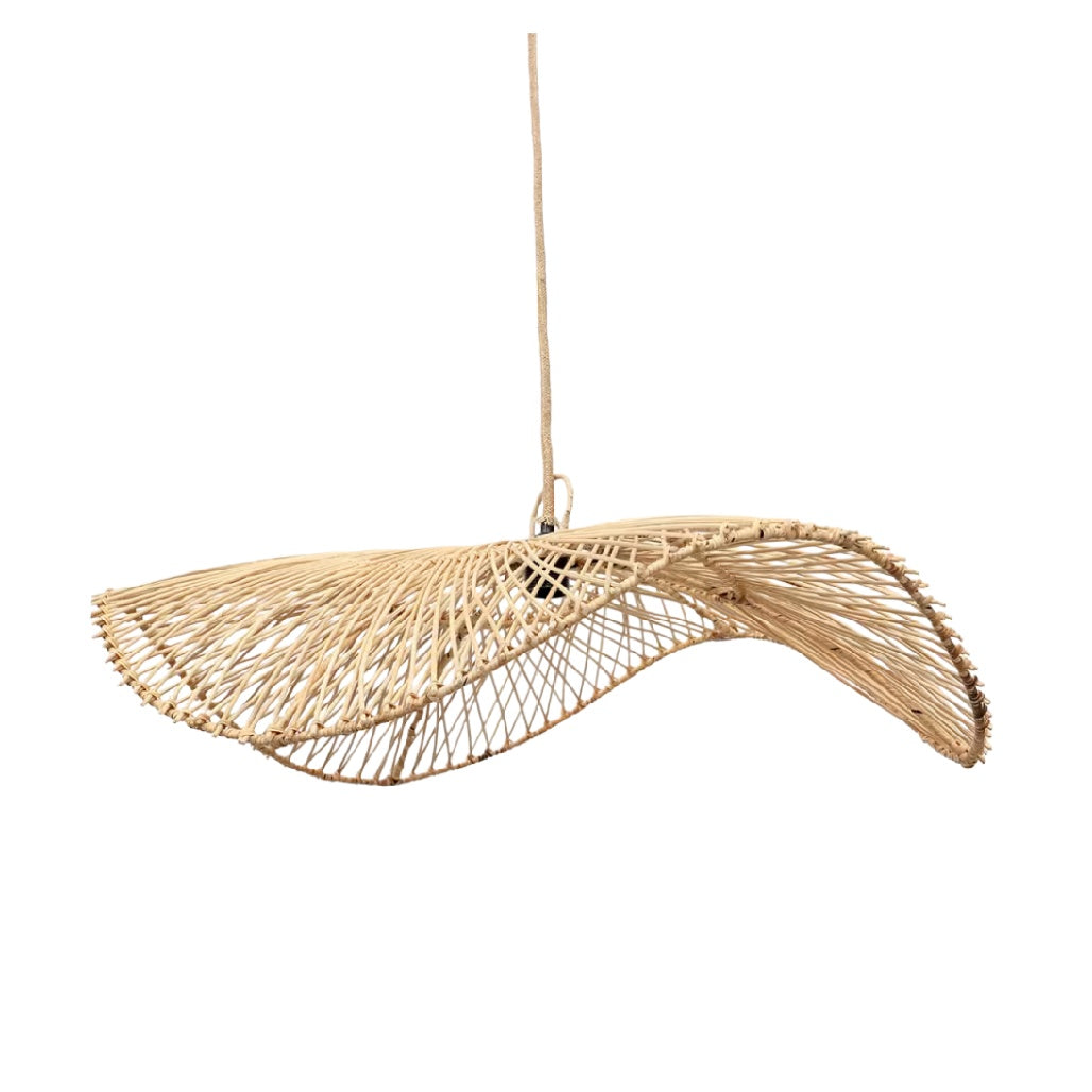 Lustre en osier tressé naturel à design ondulé