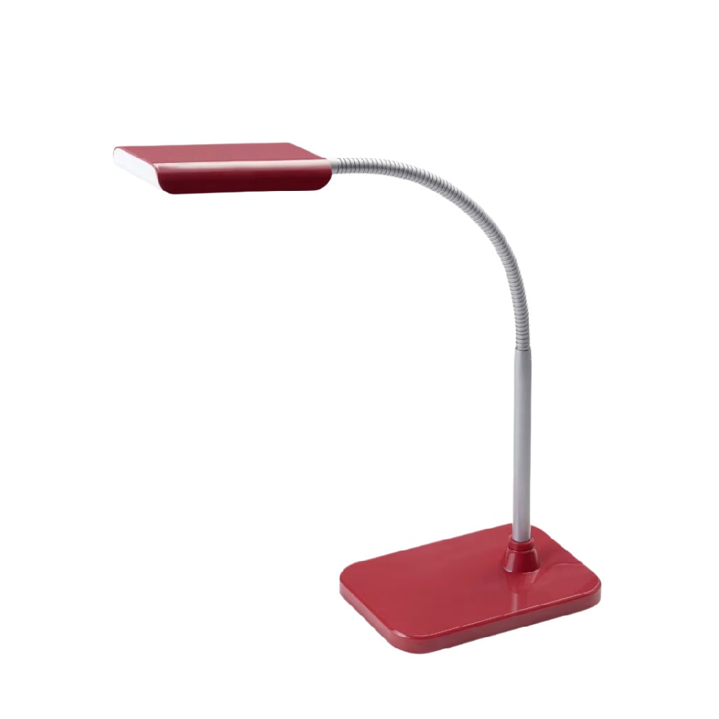 Lampe de bureau moderne rouge avec bras flexible et base stable